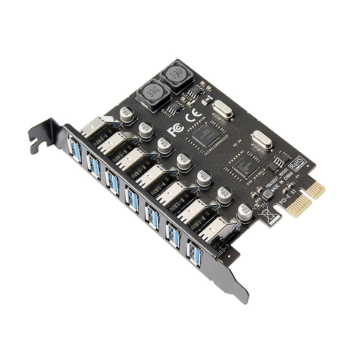 ChenYang 7ポート PCI-E 1X - 7 USB 3.0 ハブ PCI Express 拡張カードアダプター 120mm PCI-Eスロットブラケット付き