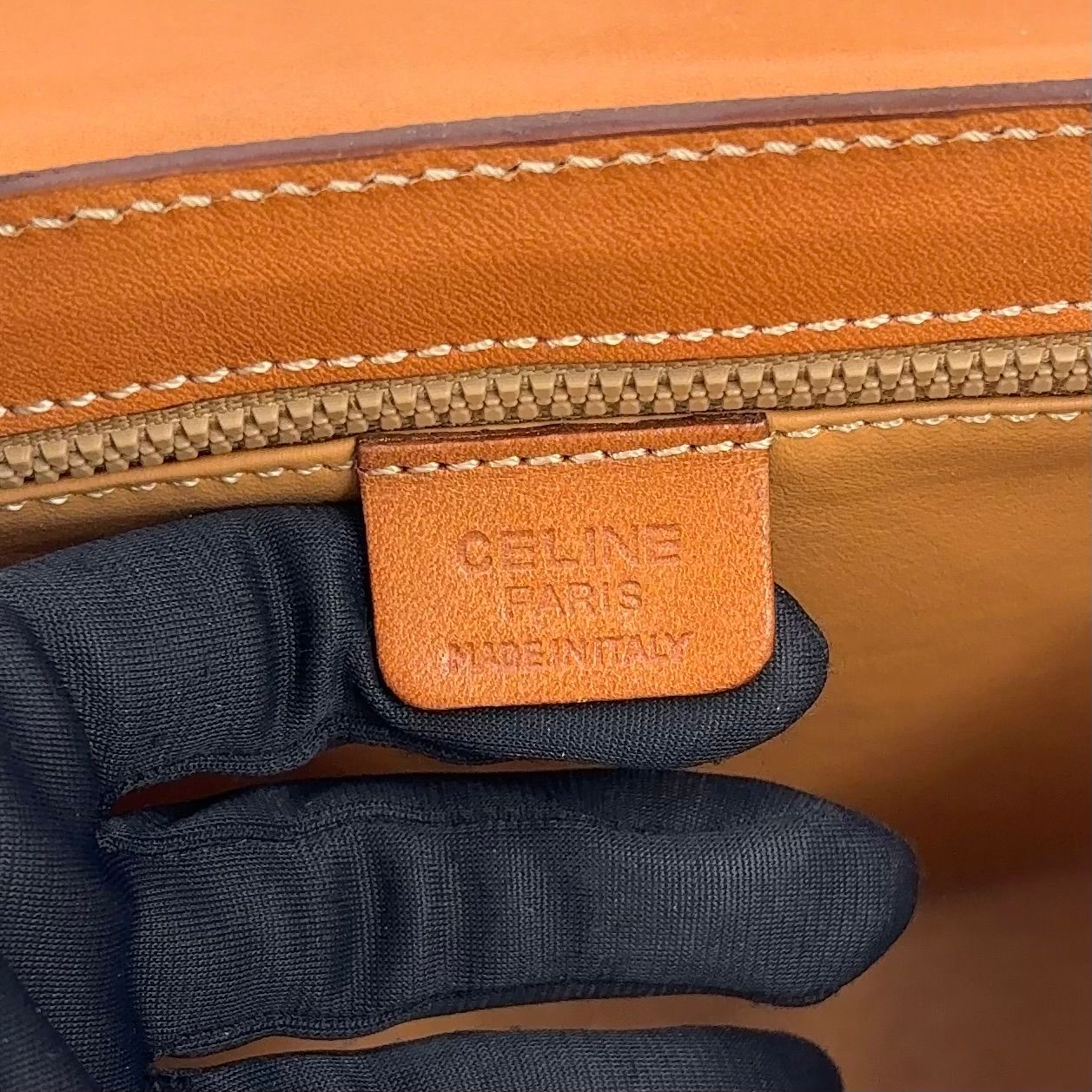CELINE マカダム柄 ターンロック 2WAY ショルダー レザー×PVC ブラウン 