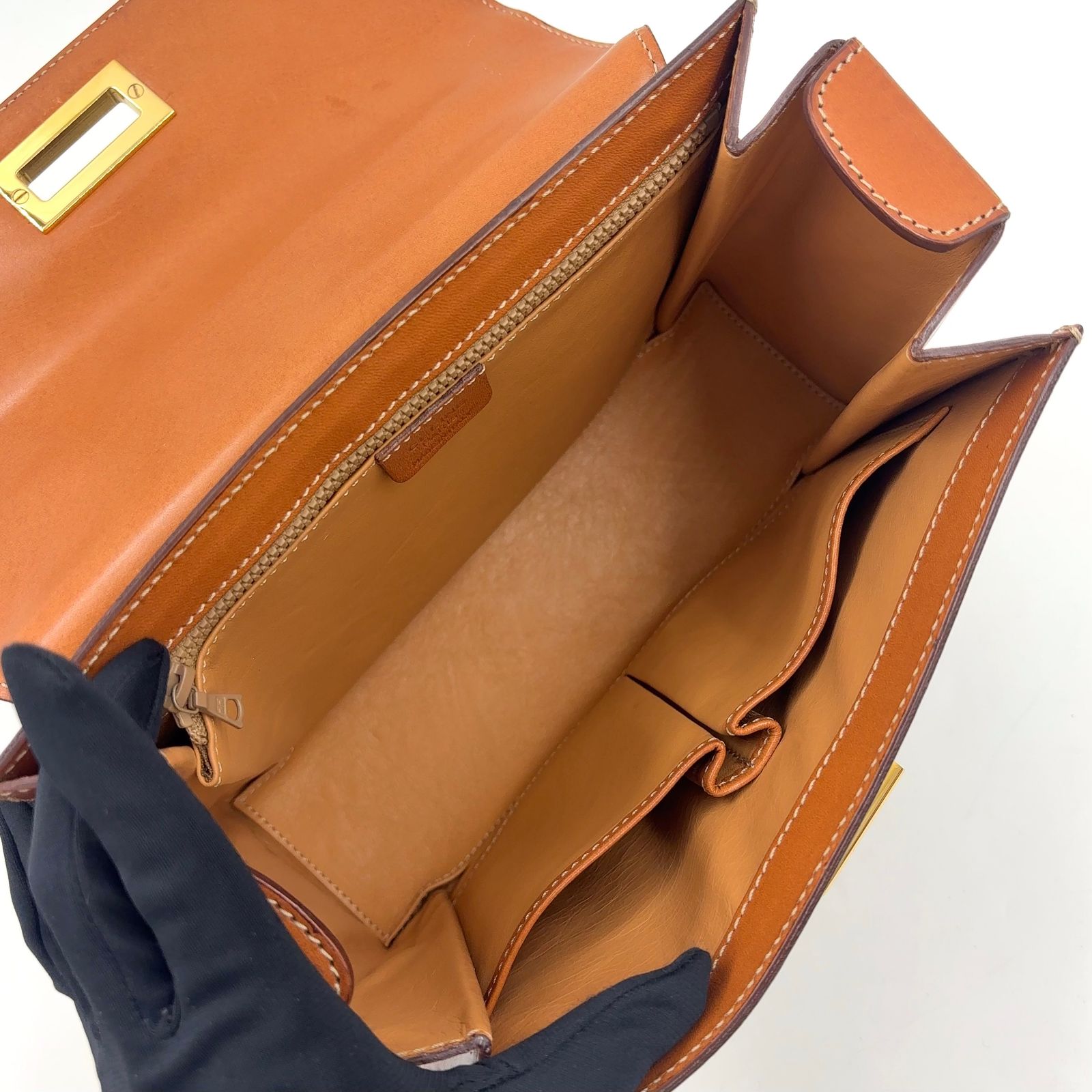 CELINE マカダム柄 ターンロック 2WAY ショルダー レザー×PVC ブラウン