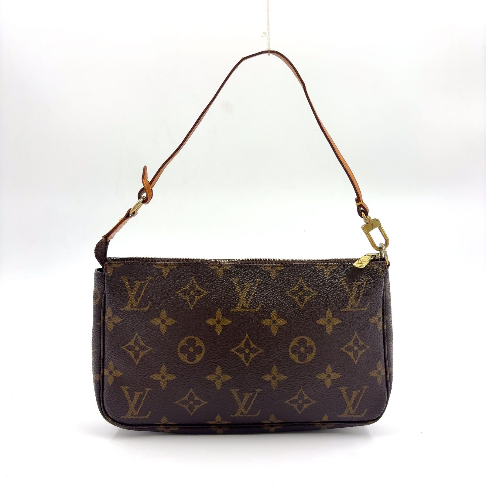 LOUIS VUITTON ポシェットアクセソワール モノグラム モノグラム レザー×PVC ブラウン ハンドバッグ ゴールド M51980