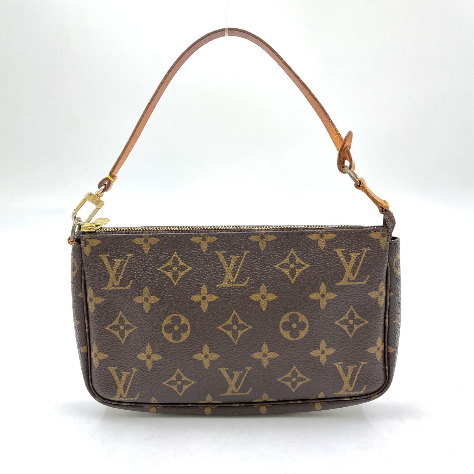LOUIS VUITTON ポシェットアクセソワール モノグラム モノグラム レザー×PVC ブラウン ハンドバッグ ゴールド M51980