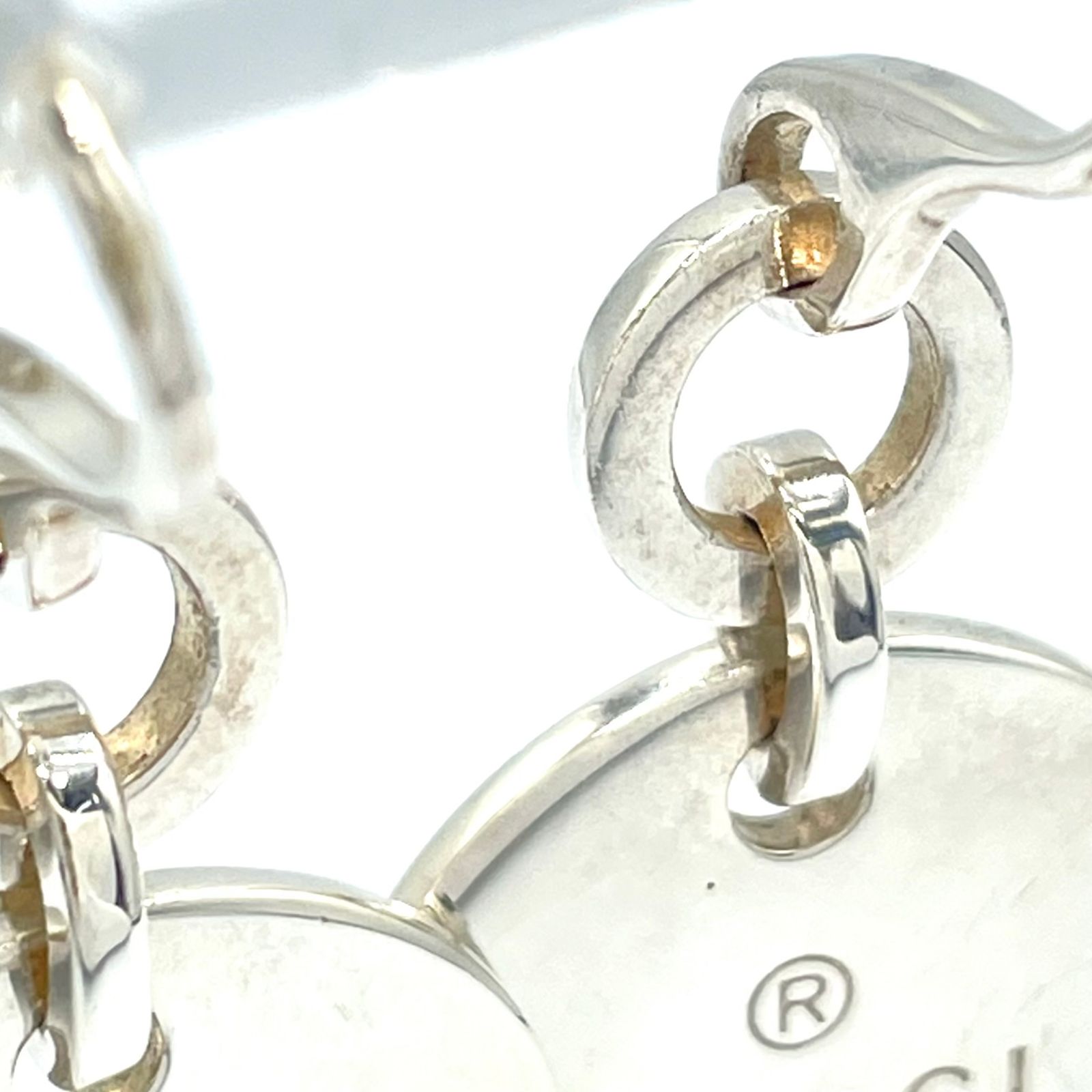 GUCCI サークル プレート ドロップタイプ AG925 シルバー ピアス 
