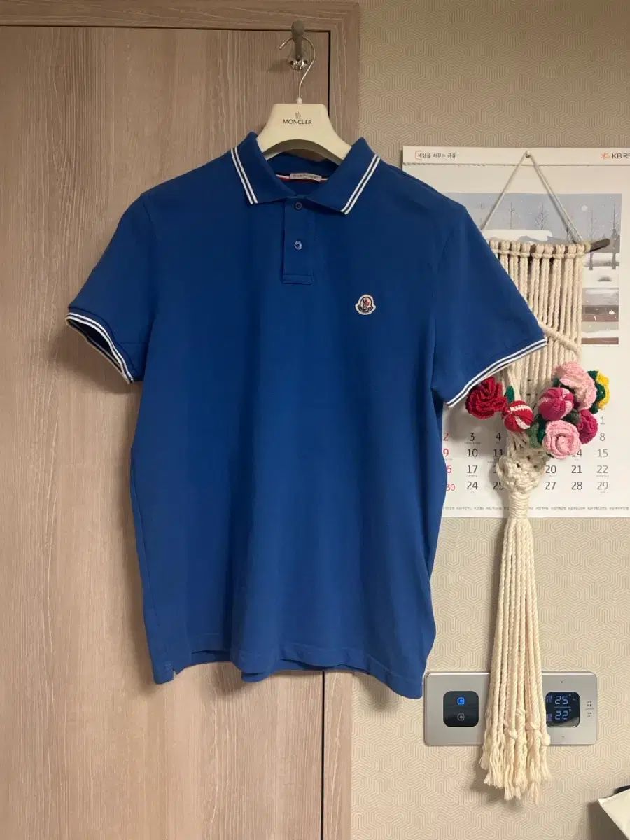 モンクレール ブルー 半袖 カラーTシャツ