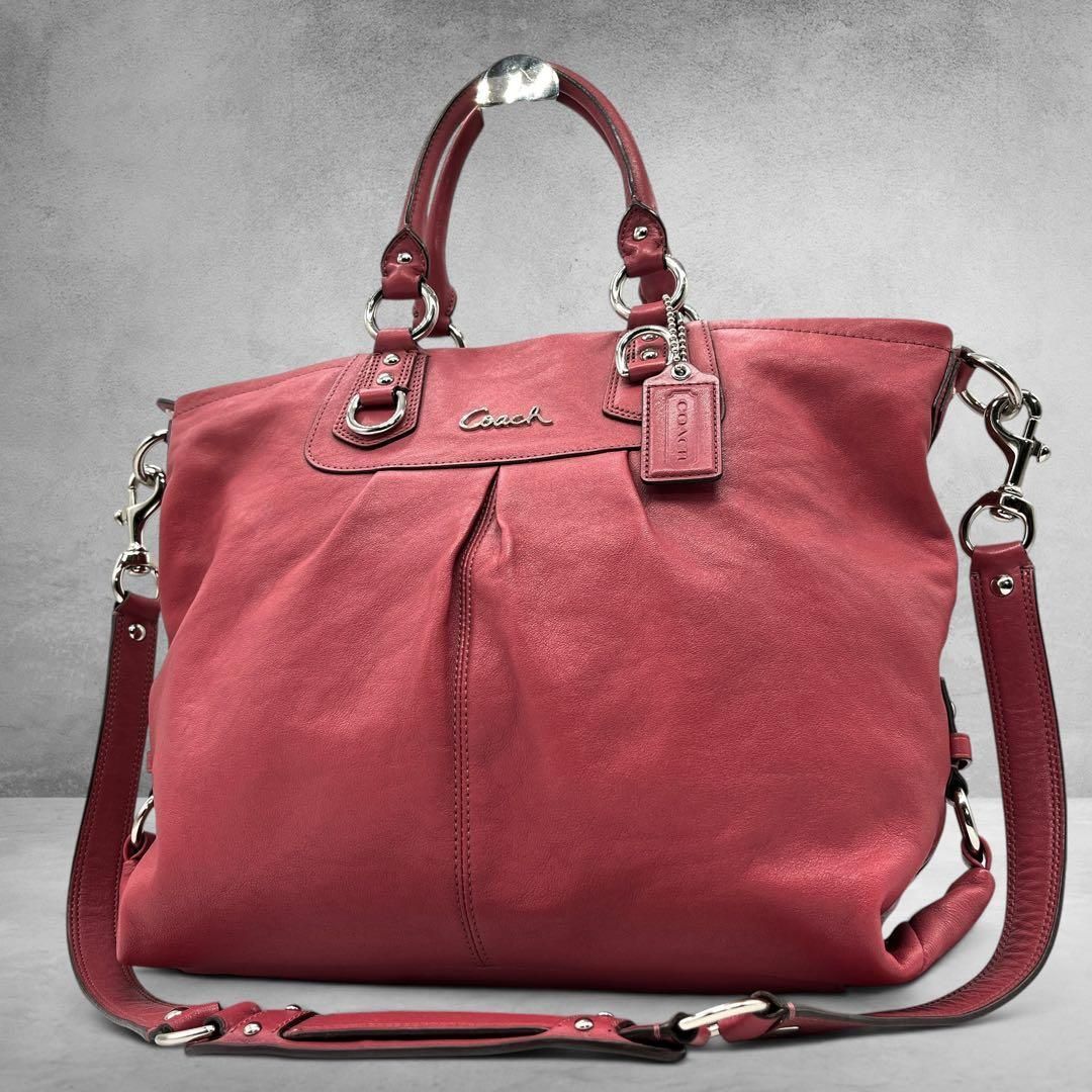 COACH Ashley Pink Leather 2way Hand Bag コーチ アシュレイ ピンク ローズピンク 本革 レザー 2way ショルダーバッグ ハンドバッグ トートバッグ y2k archive ギャザー 大容量 希少カラー 2771