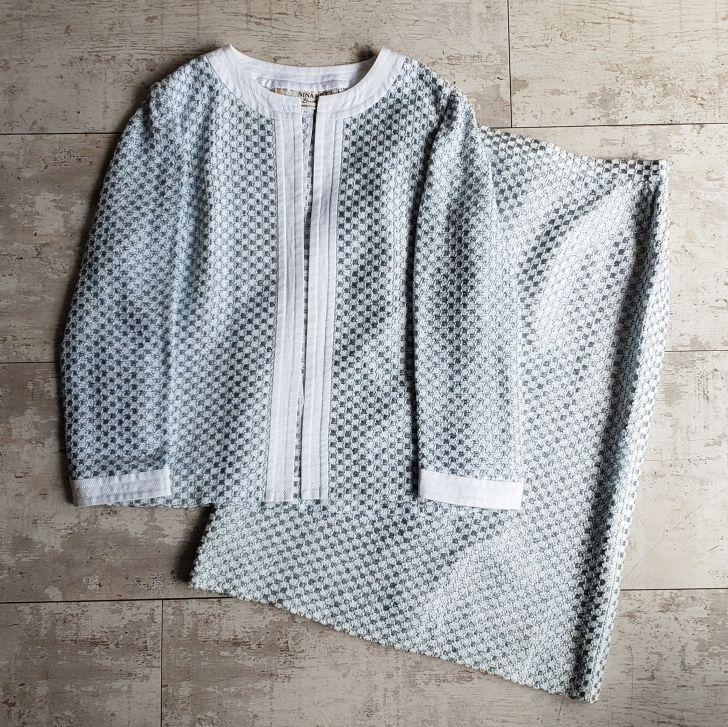 ニナリッチ NINA RICCI ☆ ツイード ノーカラー ジャケット スカート セットアップ 11 18,060円