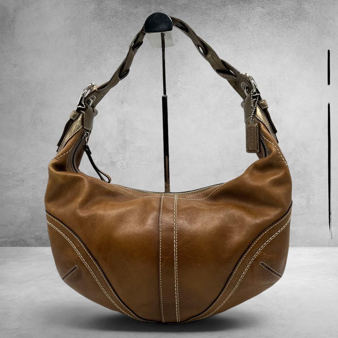 coach archive y2k crescent hobo shoulder bag vintage leather slouchy bag old coach glove tanned leather city style 2773