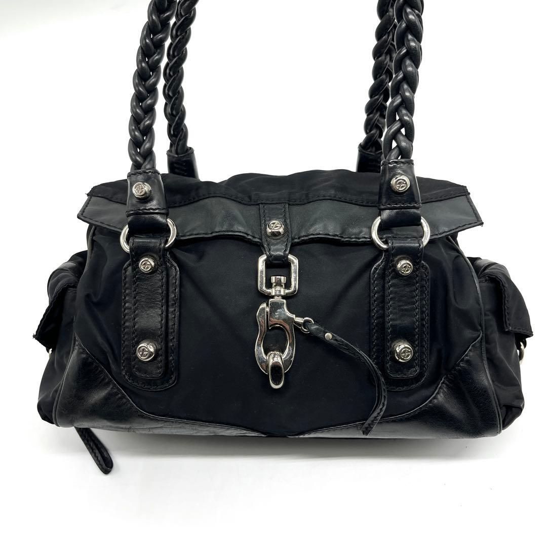 archive y2k francesco biasia mini boston bag nylon leather handbag