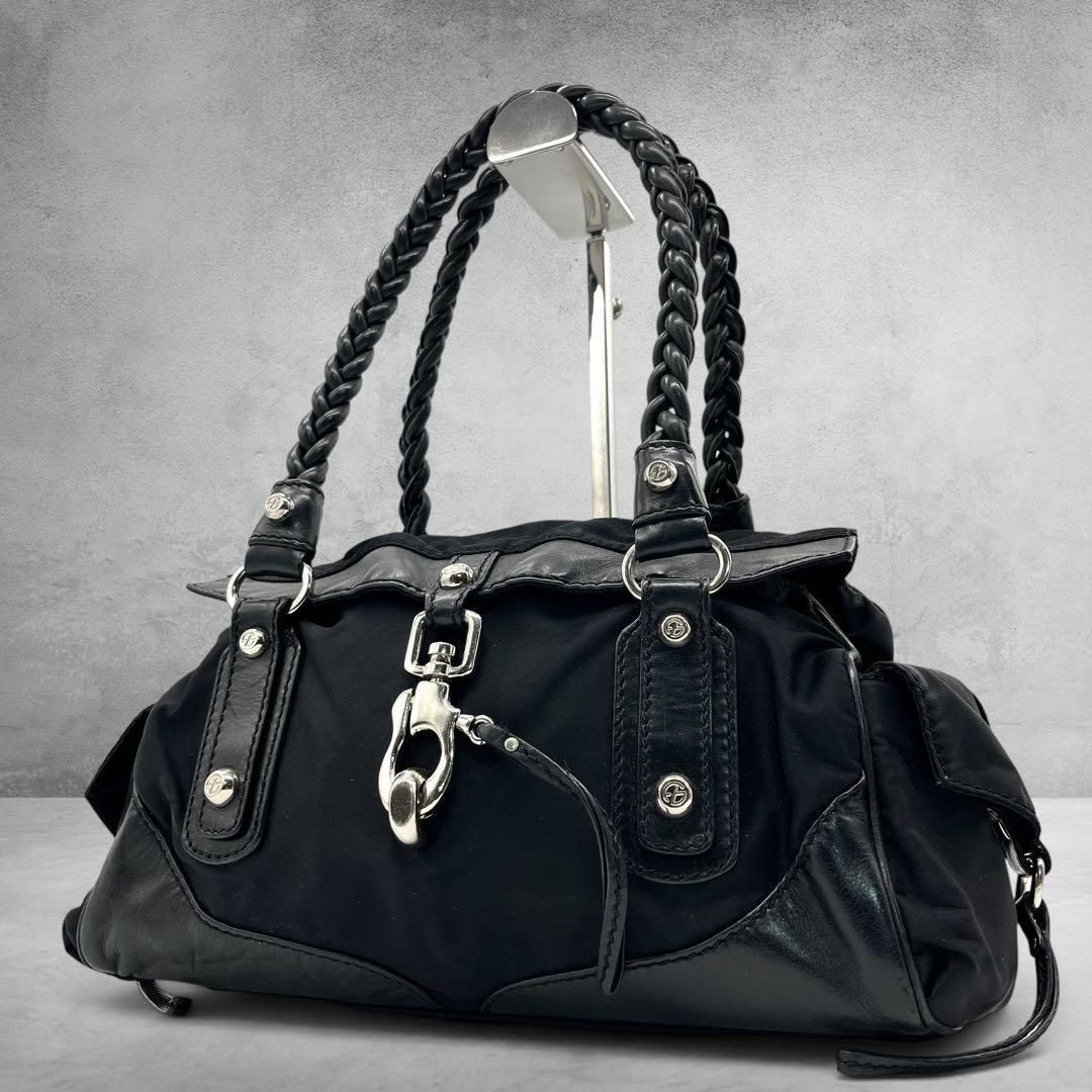archive y2k francesco biasia mini boston bag nylon leather handbag
