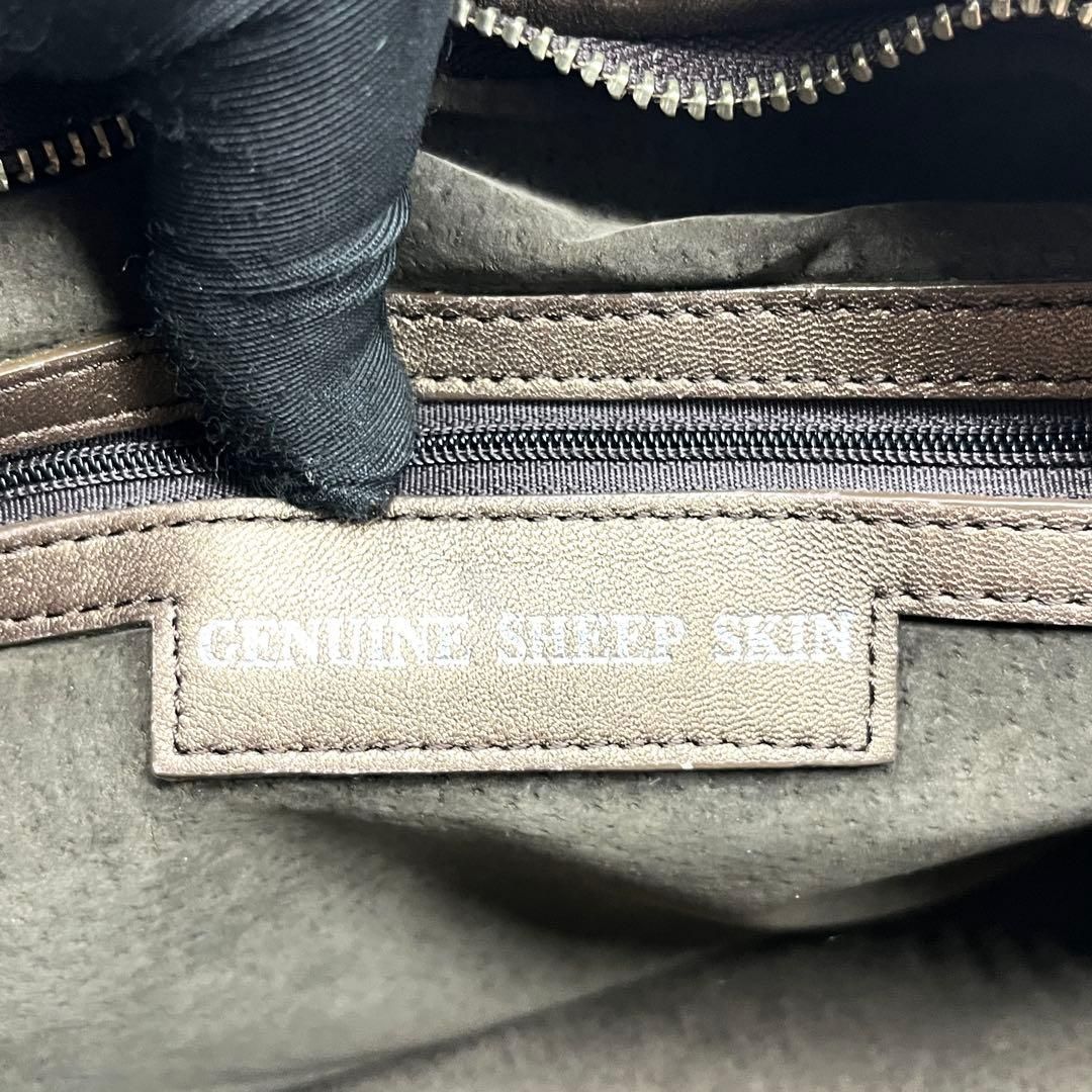 archive y2k woven sheepskin shoulder bag metallic bronze leather 