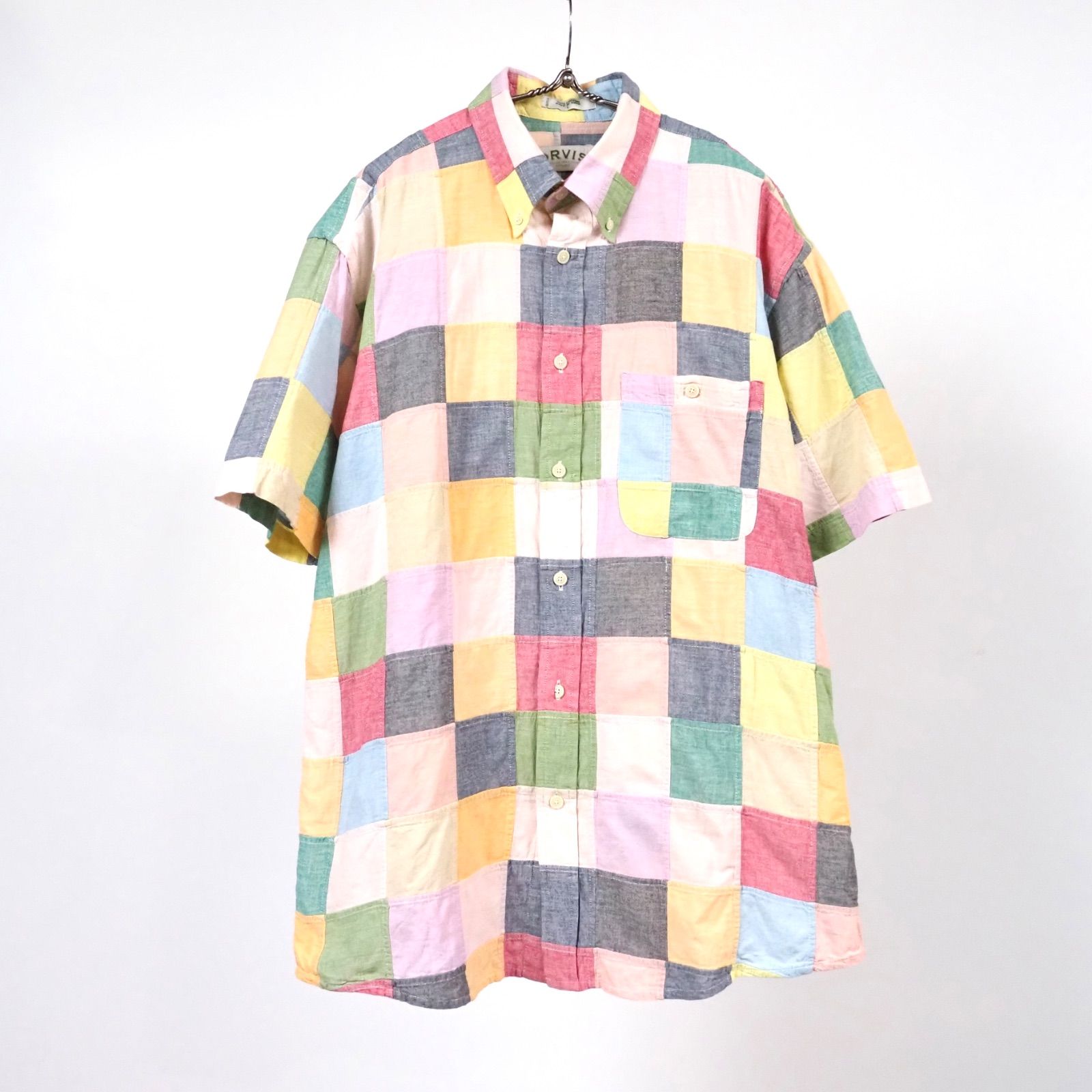 Orvis Patchwork S/S Shirt L INDIA製 パッチワーク 半袖シャツ