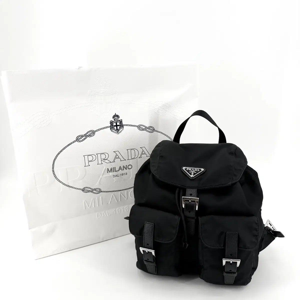PRADA プラダ リナイロン 三角ロゴ バックパック ブラック 1BZ677