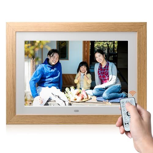 デジタルフォトフレーム 10.1インチ 1280×800 WiFiなし デジタル写真立て リモコン付き 写真/動画再生 256 GB SDカード/USBメモリ対応 自動回転 取り外し可能な木製フレーム 無料操作簡単 母の日 父の日 敬老の日 adfae8ef