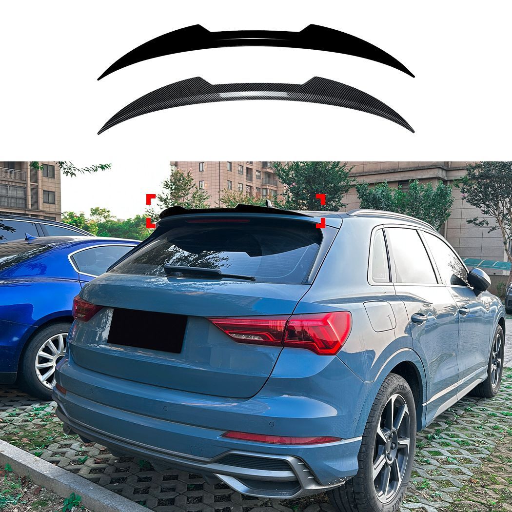 送料込み アウディ/Audi Q3 F3 SUV 2019+ ルーフスポイラー ウイング スポイラー ドレスアップ エアロパーツ リアスポイラー ABS樹脂製 両面テープ取付 スポーティーなデザイン カスタム 外装パーツ刀鋒デザインカーボン調orピアノブラック