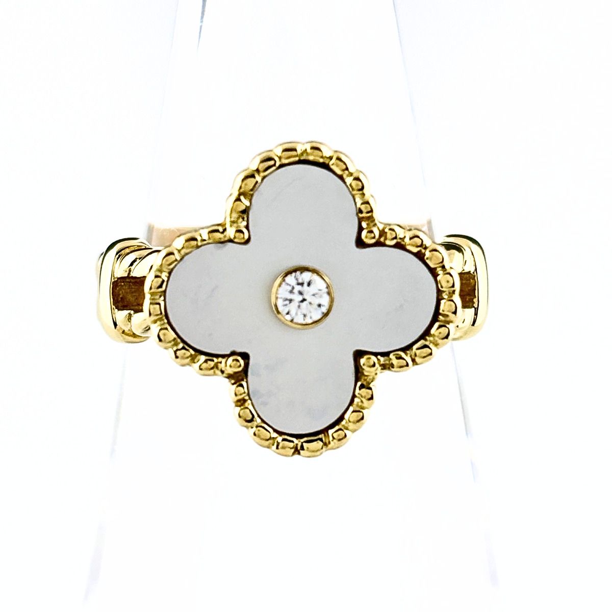 ヴァンクリーフ＆アーペル Van Cleef ＆ Arpels ヴィンテージ アルハンブラリング YG イエローゴールド 指輪 メレダイヤ リング 11.5号 750 ダイヤモンド レディース 【中古】
