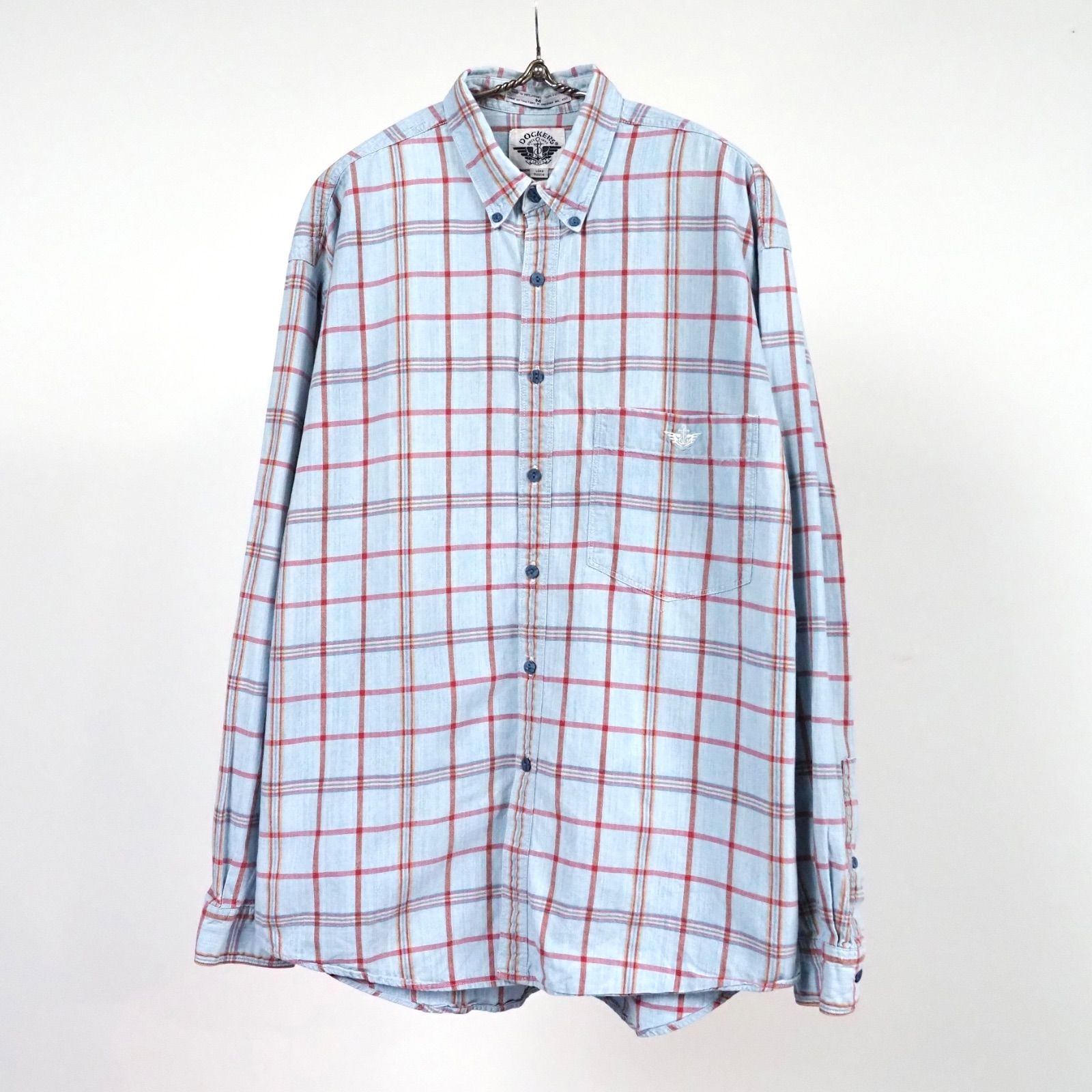 DOCKERS Plaid Chambray B.D Shirt M 90’s チェック柄 シャンブレー ボタンダウンシャツ
