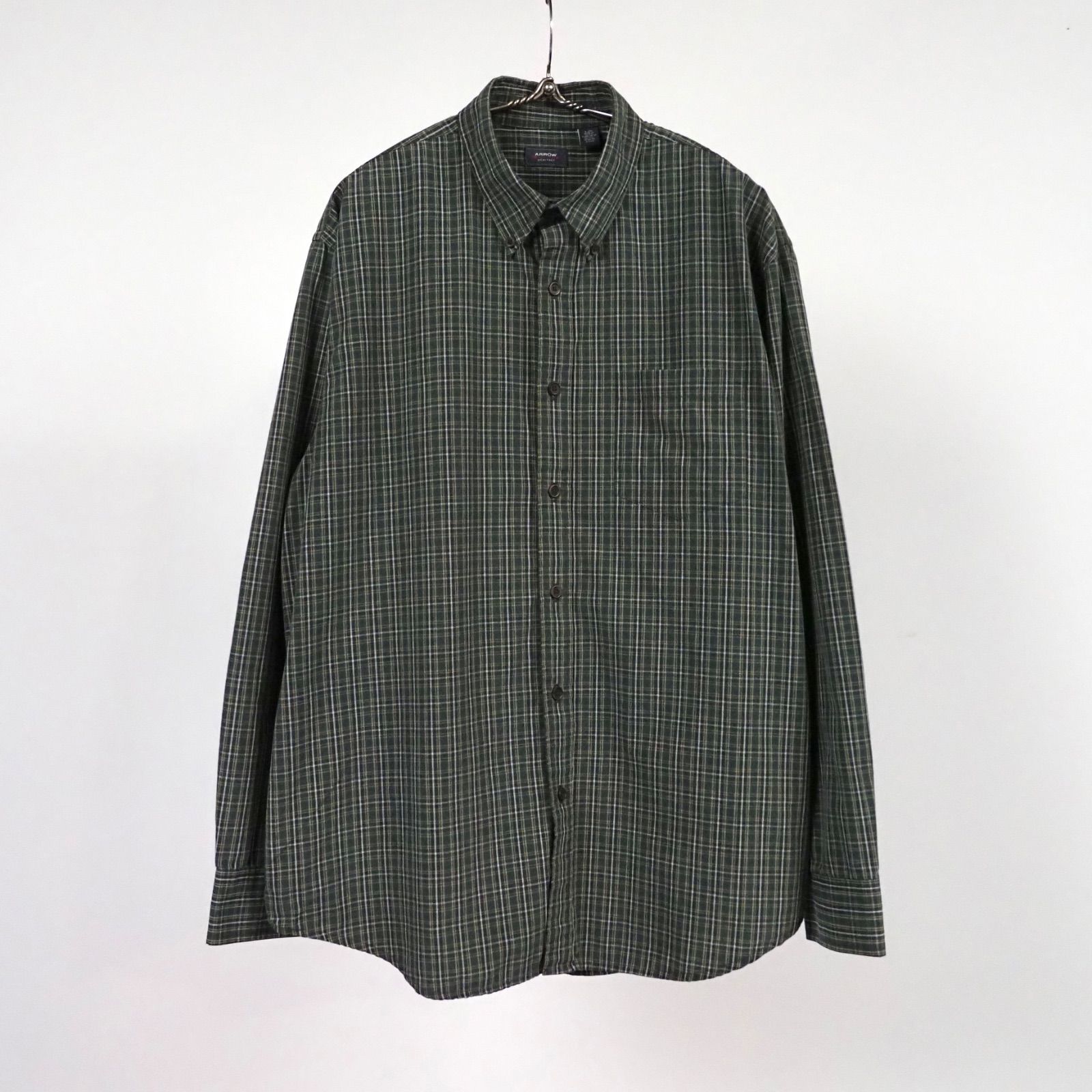 Arrow Egypt Cotton Plaid B.D Shirt Green L エジプト綿 ボタンダウンシャツ