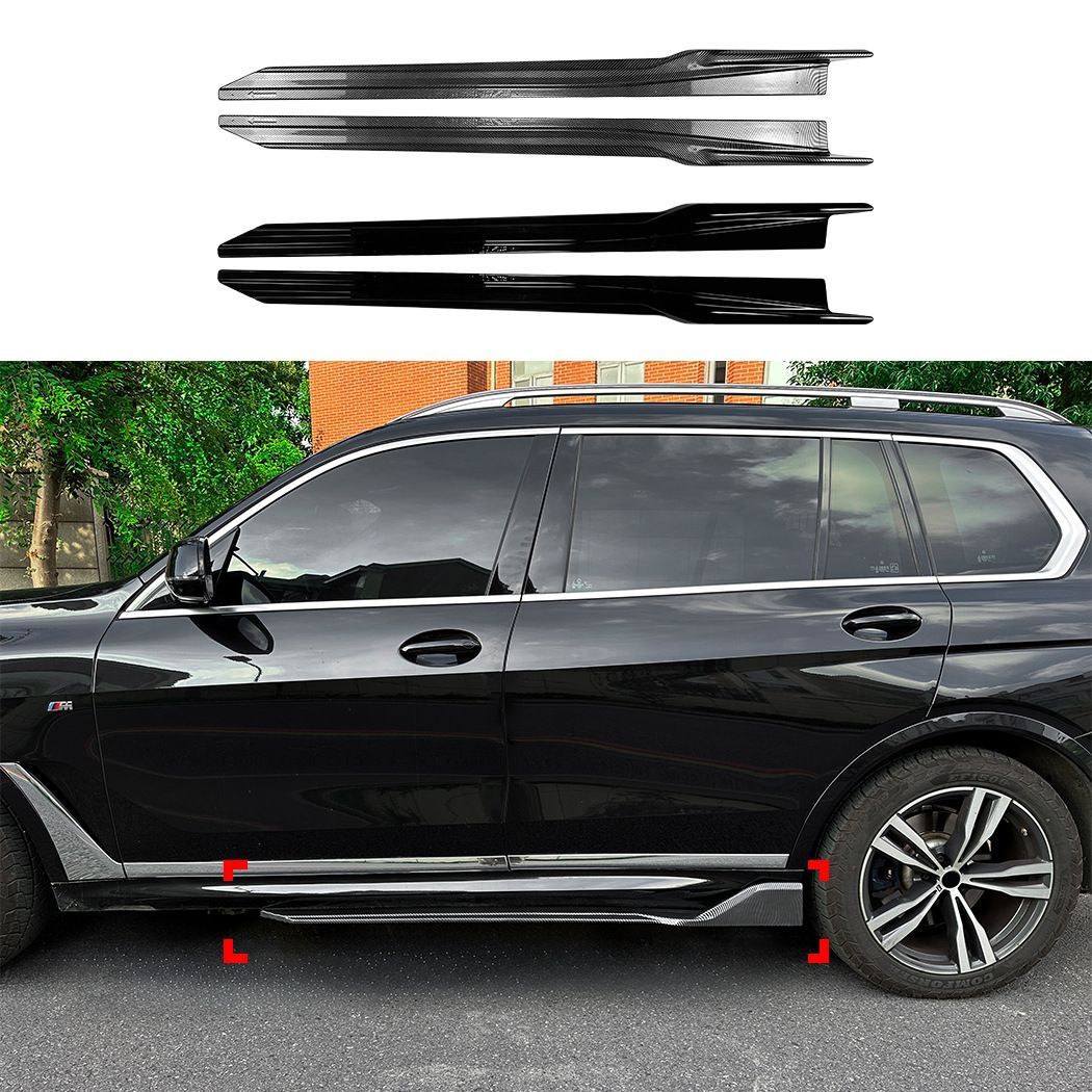 送料込み BMW（ビーエムダブリュー）X7 G07 M Sport 2019+ 専用サイドスカートスポイラー（サイドアンダースポイラー）ABS製軽量ドレスアップパーツ 側面の空気流れを整えスタイルをシャープに 高い整流効果。カーボン柄／ピアノブラック仕上げ