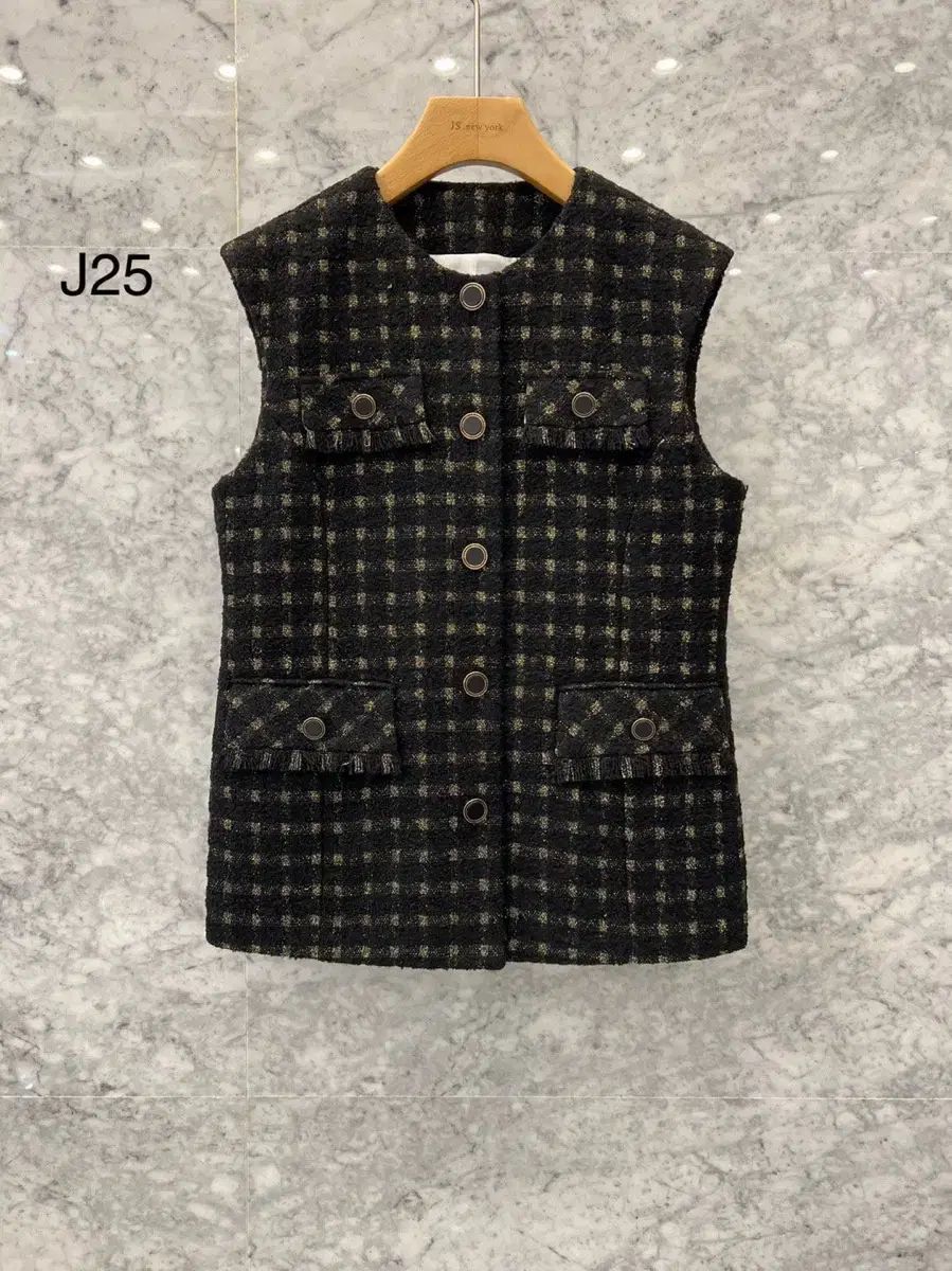 JS NEW YORK スター セール (当日発送) 完売 ポケット フリンジ ツイード ベスト (ヒョンジェ 구할수없음)