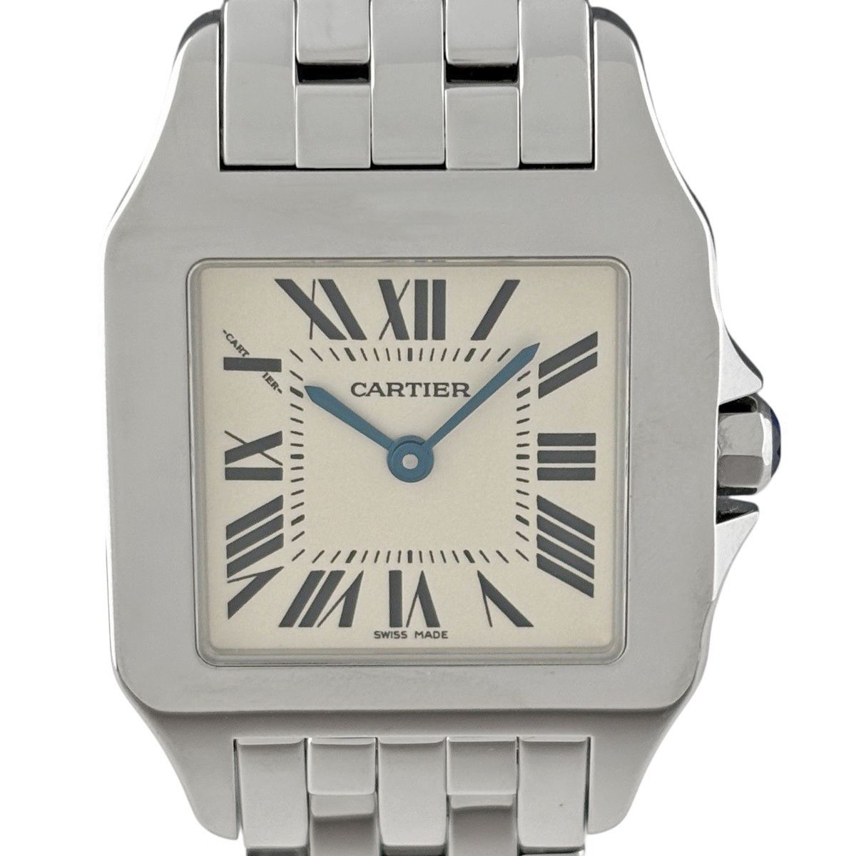 カルティエ CARTIER サントス ドゥモワゼル LM W25065Z5 腕時計 SS クォーツ アイボリー系 メンズ 【中古】
