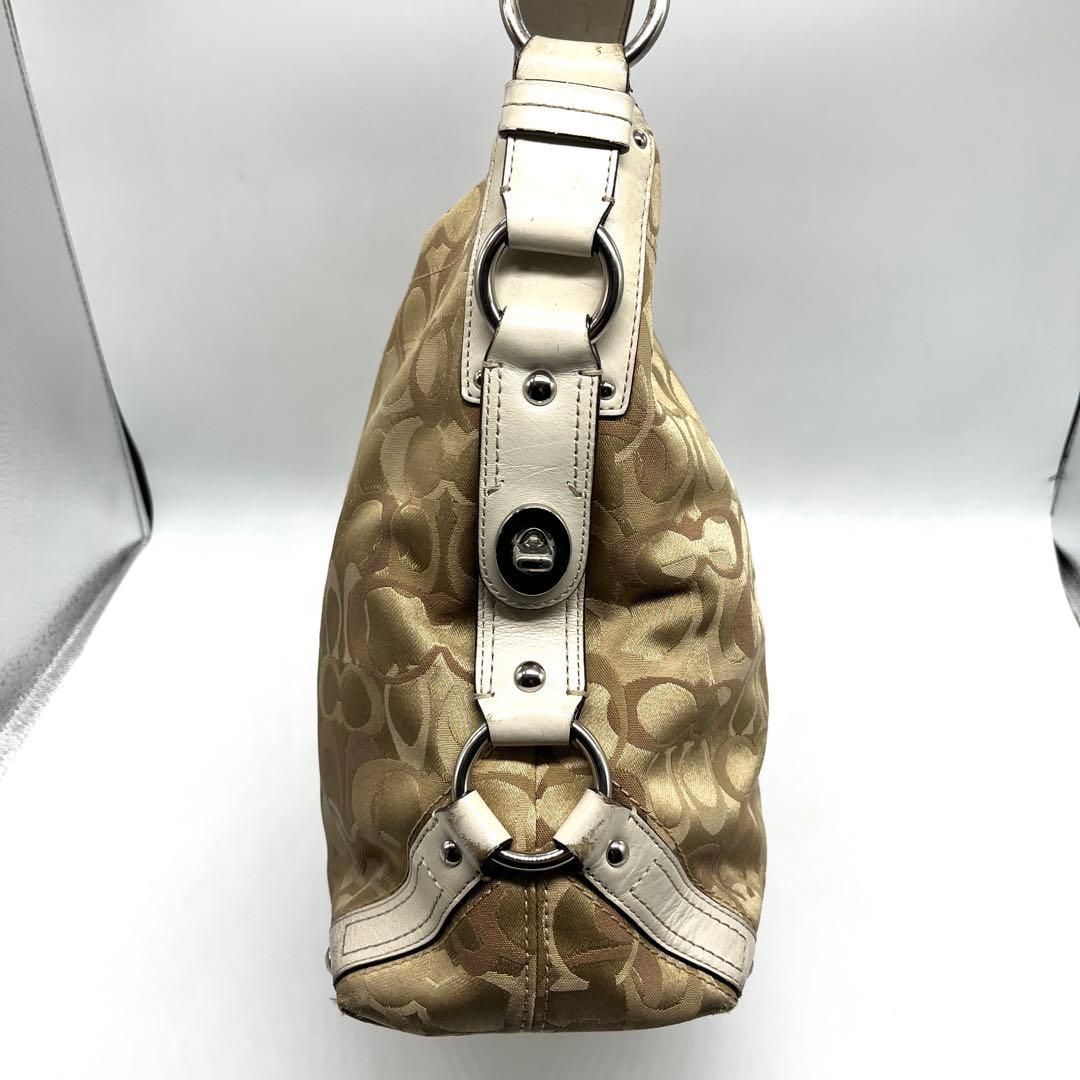 COACH Carly Hobo Signature Bag y2k Optic コーチ カーリー ホーボー シグネチャー COACH ショルダーバッグ レディース コーチ キャンバス レザー ベージュ y2k アーカイブ 2756