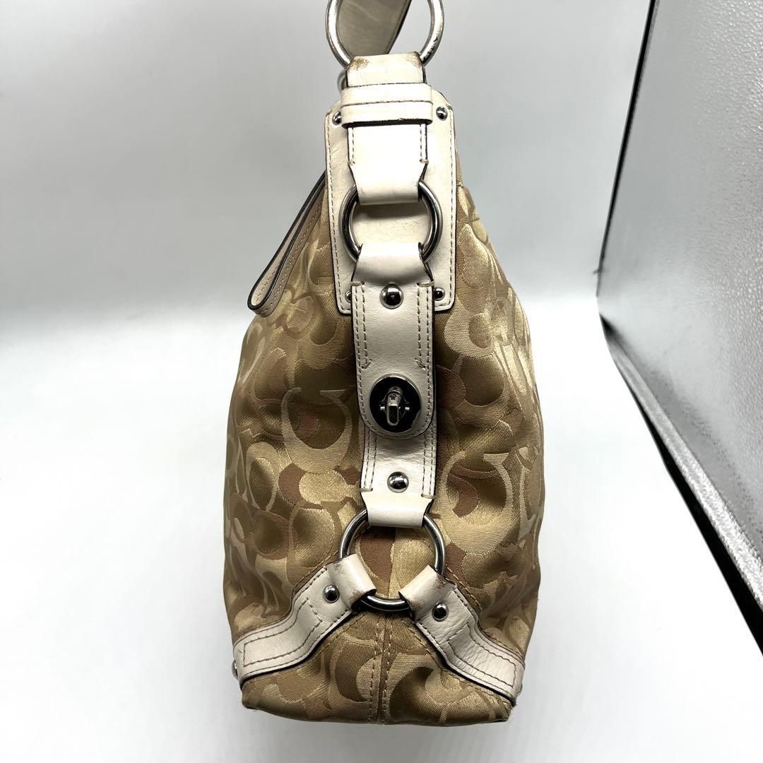COACH Carly Hobo Signature Bag y2k Optic コーチ カーリー ホーボー シグネチャー COACH ショルダーバッグ レディース コーチ キャンバス レザー ベージュ y2k アーカイブ 2756