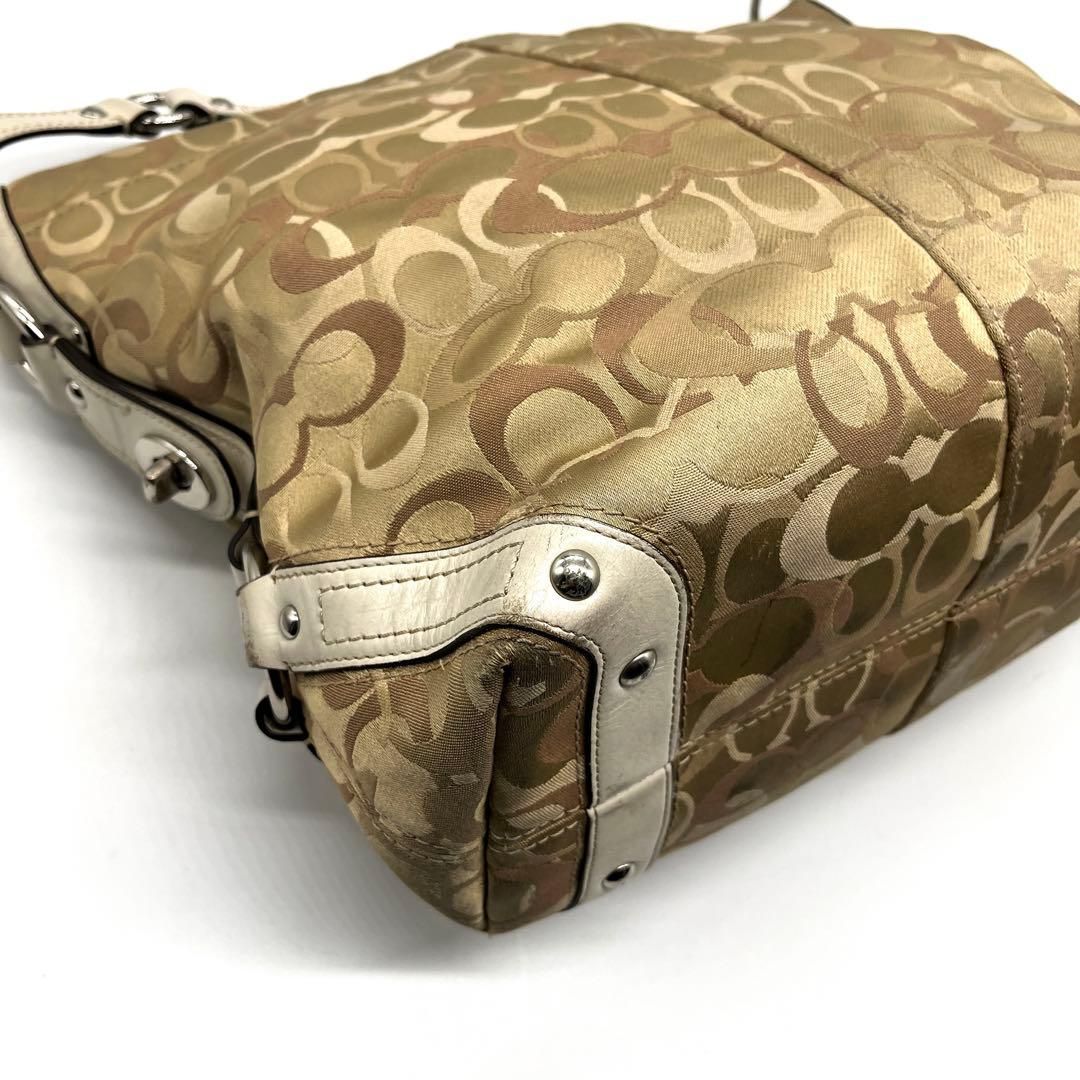 COACH Carly Hobo Signature Bag y2k Optic コーチ カーリー ホーボー シグネチャー COACH ショルダーバッグ レディース コーチ キャンバス レザー ベージュ y2k アーカイブ 2756