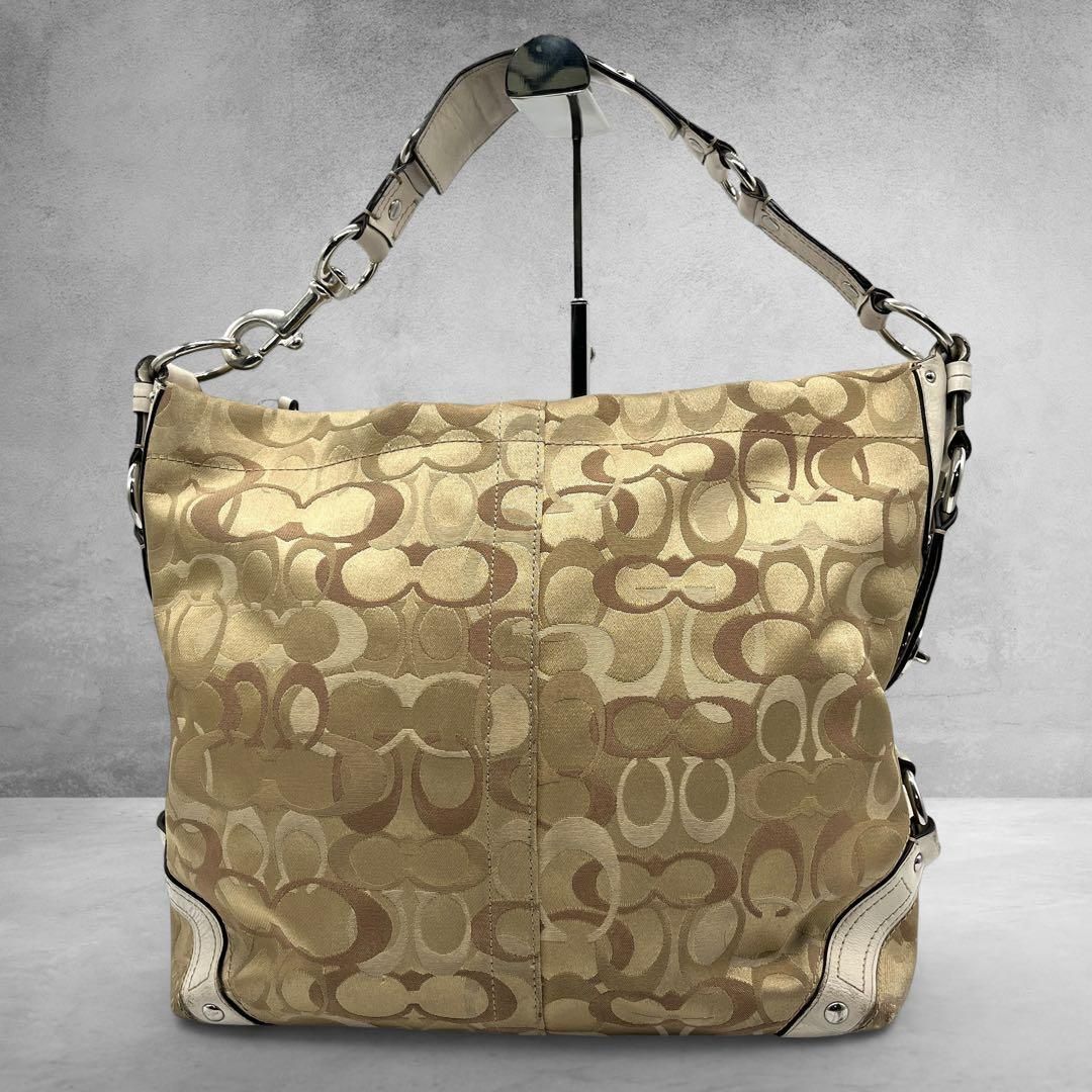 COACH Carly Hobo Signature Bag y2k Optic コーチ カーリー ホーボー シグネチャー COACH ショルダーバッグ レディース コーチ キャンバス レザー ベージュ y2k アーカイブ 2756 の商品写真