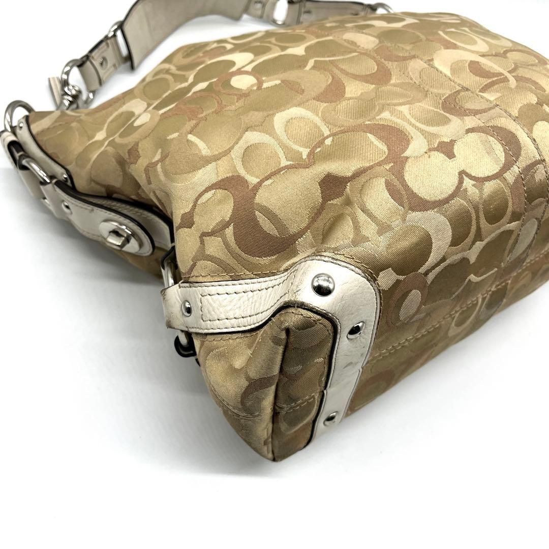 COACH Carly Hobo Signature Bag y2k Optic コーチ カーリー ホーボー シグネチャー COACH ショルダーバッグ レディース コーチ キャンバス レザー ベージュ y2k アーカイブ 2756