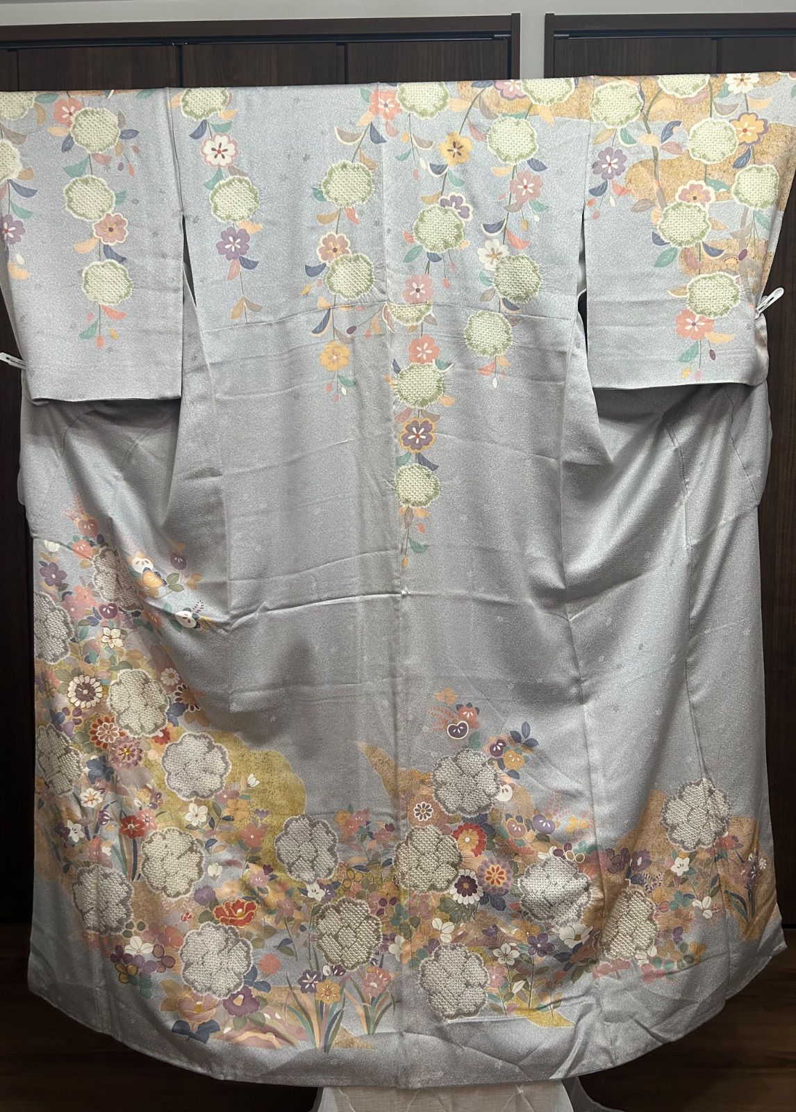 着物 訪問着 グレー 正絹 絞り 豪華 華やか 中古品 管理番号 KKVCH9 14,800円