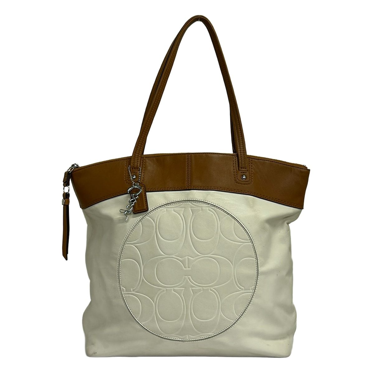 COACH(コーチ) トートバッグ ローラレザートート F18336 白×ブラウン レザー