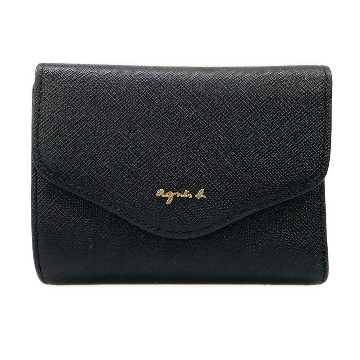 agnes b(アニエスベー) 3つ折り財布 - 黒 レザー