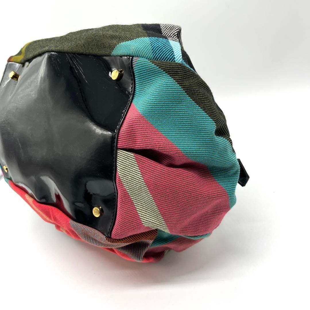 Vivienne Westwood Check Boston Bag Y2K ヴィヴィアンウエストウッド ボストンバッグ チェック柄 オーブ y2k ハンドバッグ キャンバス パテントレザー マルチカラー archive レディース 2758