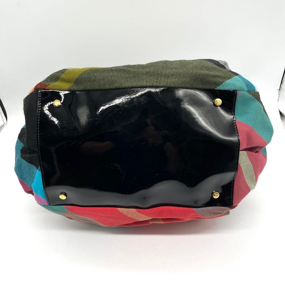Vivienne Westwood Check Boston Bag Y2K ヴィヴィアンウエストウッド ボストンバッグ チェック柄 オーブ y2k ハンドバッグ キャンバス パテントレザー マルチカラー archive レディース 2758