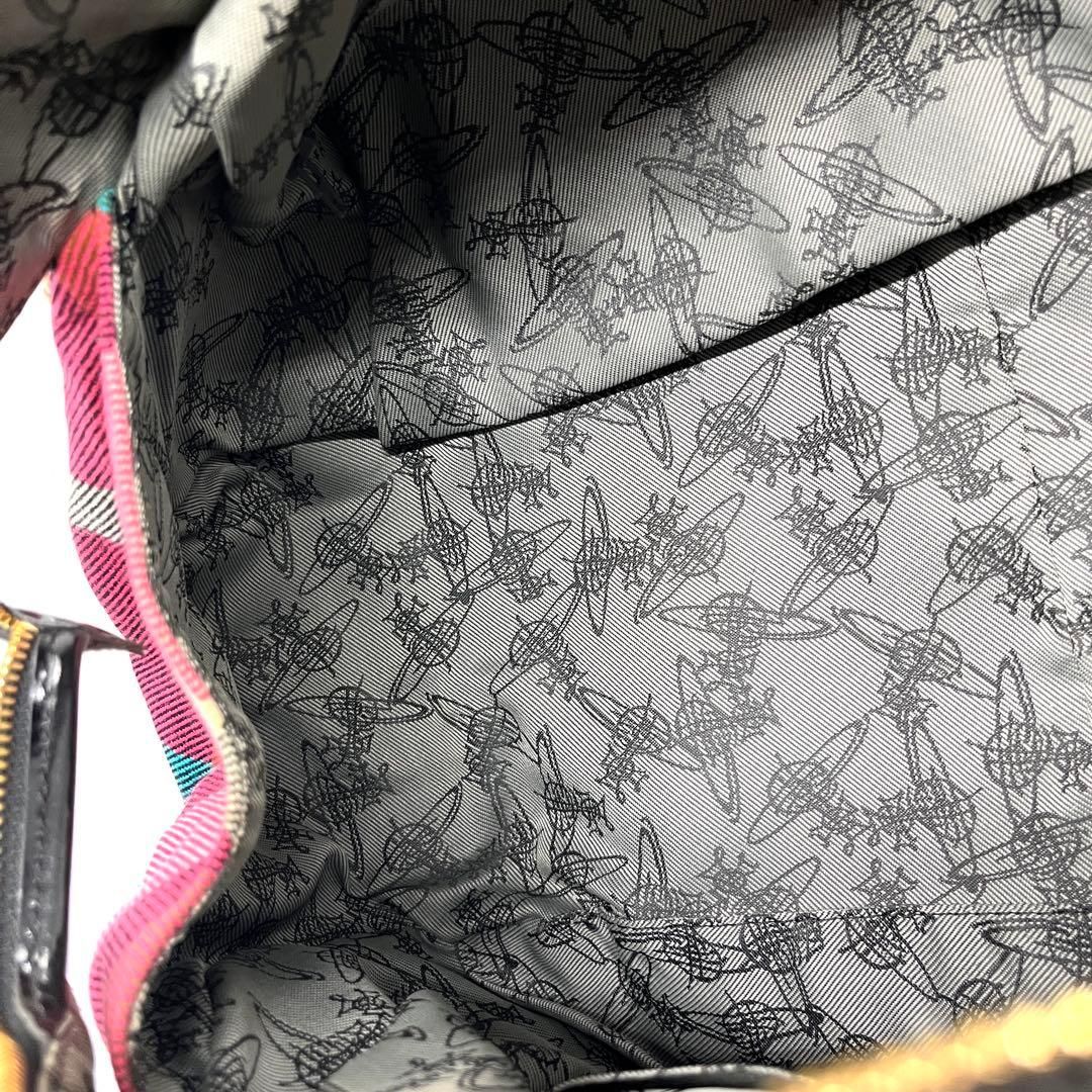 Vivienne Westwood Check Boston Bag Y2K ヴィヴィアンウエストウッド ボストンバッグ チェック柄 オーブ y2k ハンドバッグ キャンバス パテントレザー マルチカラー archive レディース 2758