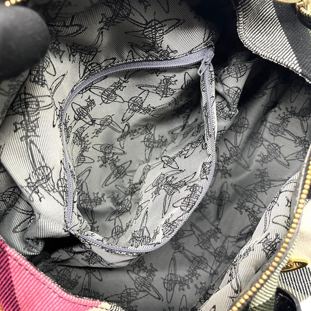 Vivienne Westwood Check Boston Bag Y2K ヴィヴィアンウエストウッド ボストンバッグ チェック柄 オーブ y2k ハンドバッグ キャンバス パテントレザー マルチカラー archive レディース 2758