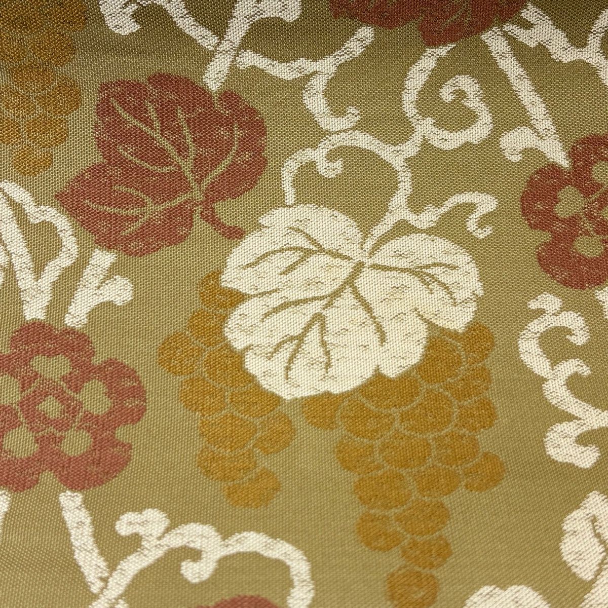 袋帯【美品】 袋帯 名品 葡萄 茶緑色 六通 正絹 【中古】【多数 