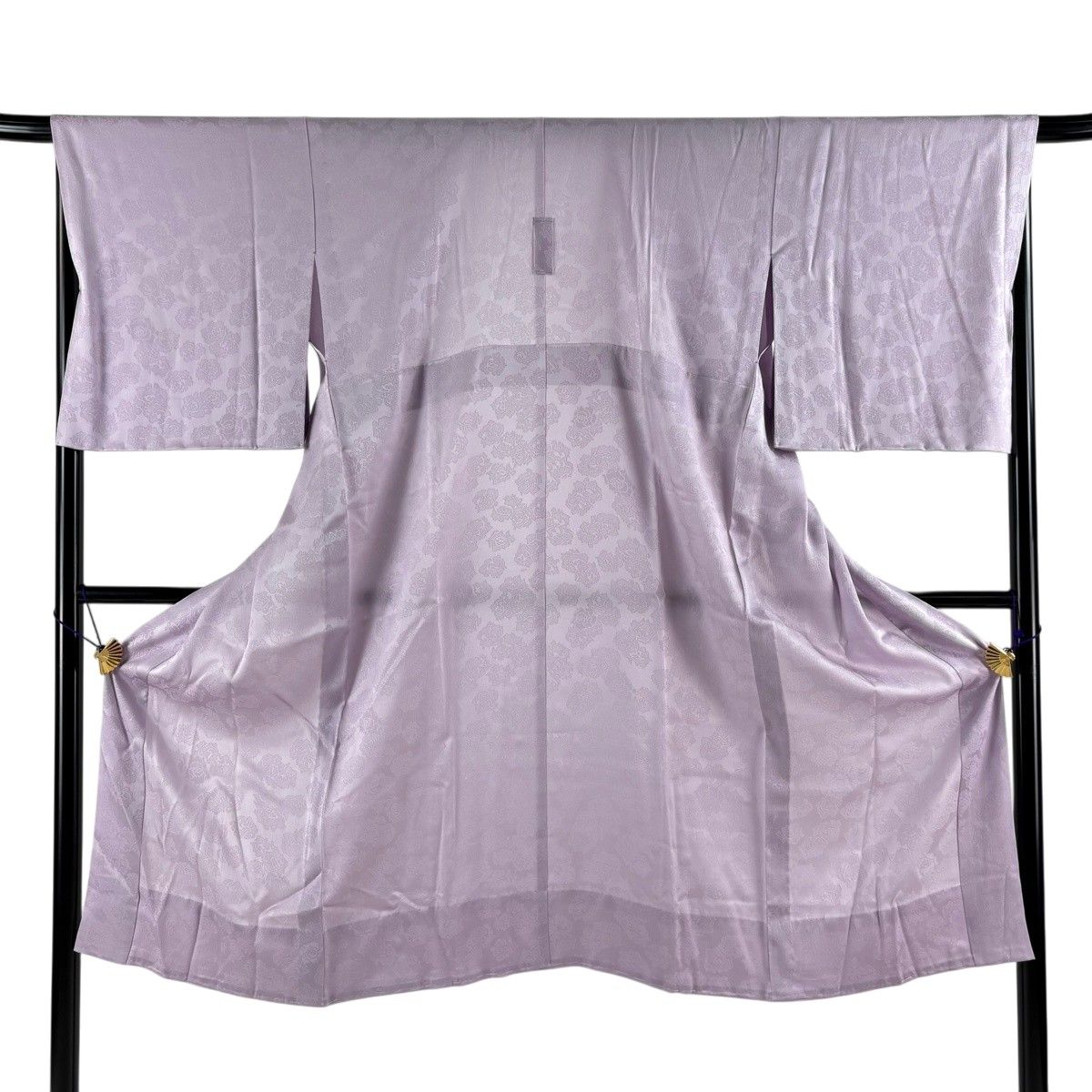 【美品】 長襦袢 身丈125cm 裄丈68cm L 地紋 薄紫 正絹 秀品 【中古】