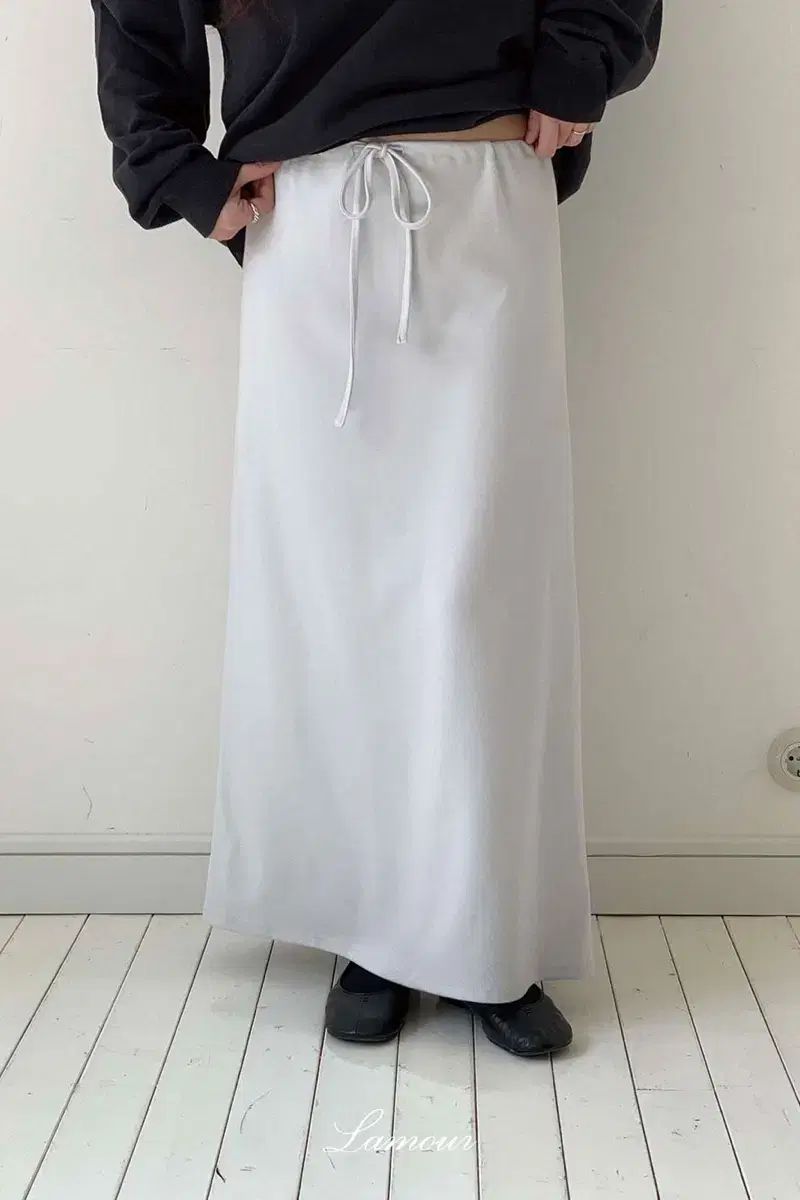 L'AMOURE Peony maxi skirt_light gray