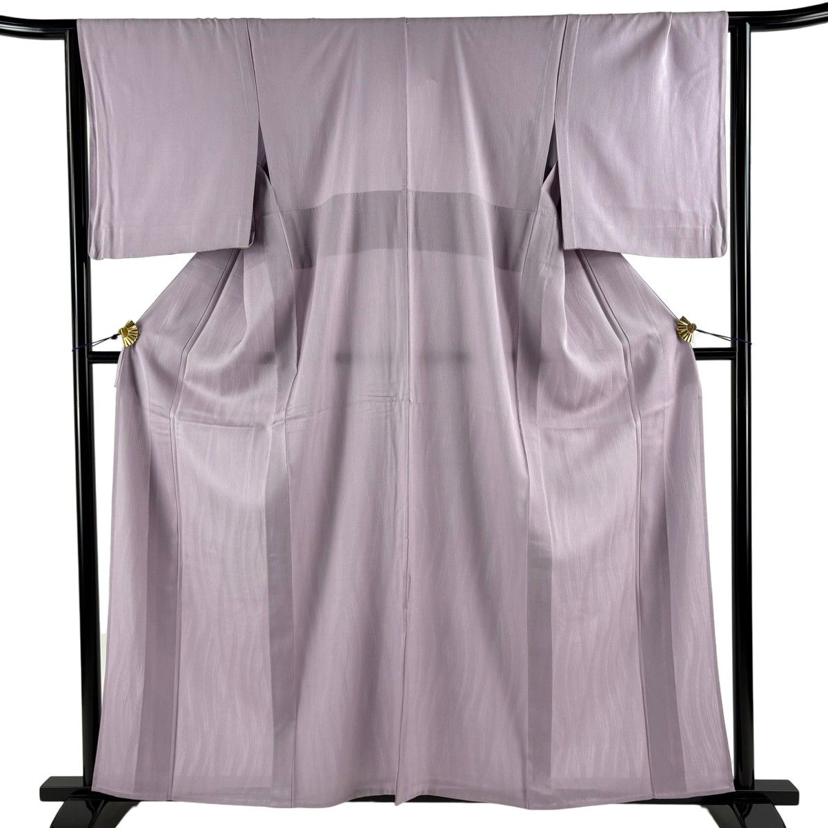 【美品】 色無地 身丈159.5cm 裄丈64cm M 単衣 地紋 薄紫 正絹 秀品 【中古】