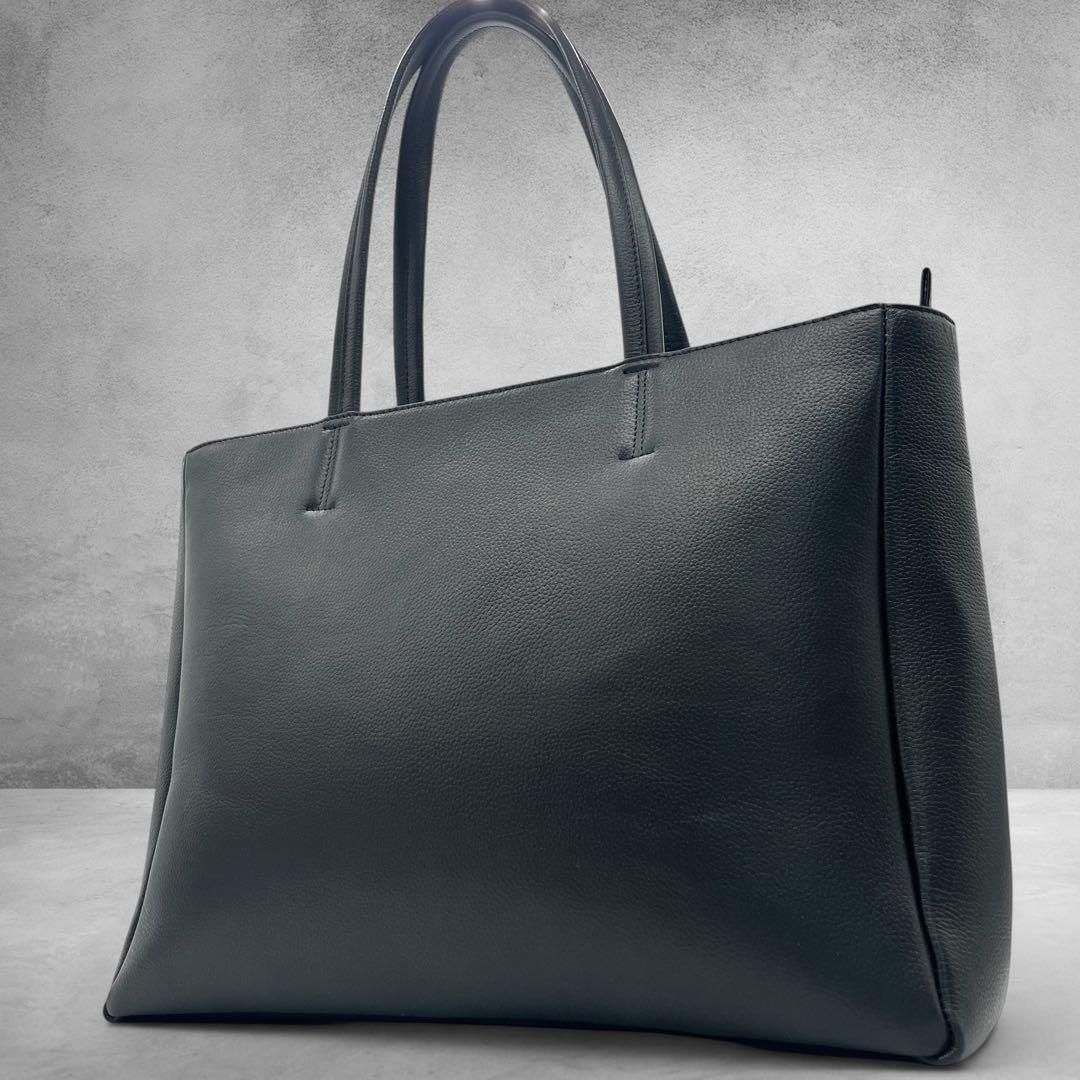 未使用級 SHIPS 本革 トートバッグ A4収納可能 自立 大容量 SHIPS tote bag leather black large A4 business bag minimal simple unisex work bag 2764 10,529円