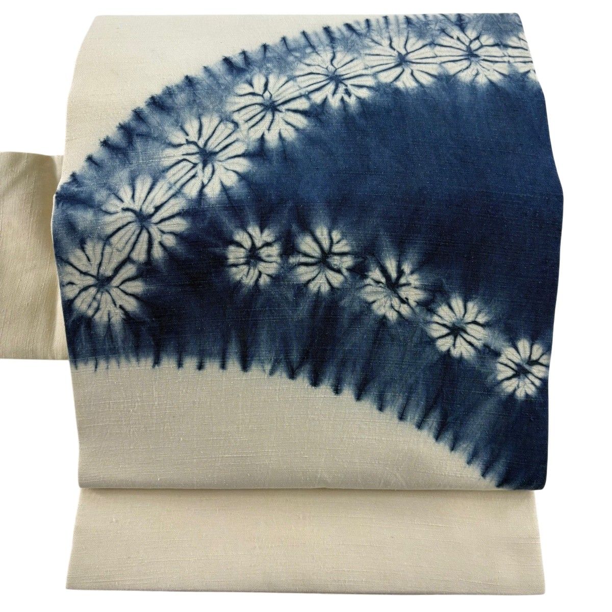 【美品】 名古屋帯 秀品 花 藍色 正絹 【中古】