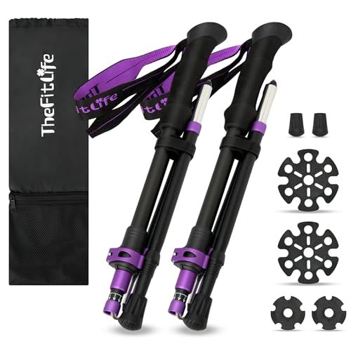 TheFitLife トレッキングポール 折畳み 登山 ストック 軽量 100-120cm伸縮 ウォーキングポール ウォーキングステッキ 2本セット 登山杖 登山ポール 山登り ステッキ ハイキングポール 男性 女性 高齢者wb c59e96a9