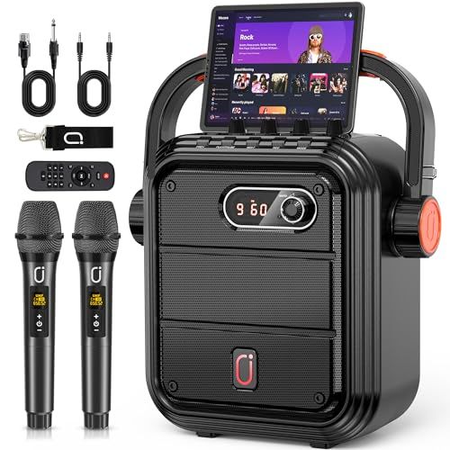 JYX ワイヤレスマイク スピーカーセット 拡声器 Bluetooth 5.0対応 低音強化機能搭載 充電式 ポータブル ホームパーティー、カラオケ、街頭スピーチ、会議 、学校行事、セミナー、室外、防災、路上ライブ、イベントなどに適用wb c43e3234