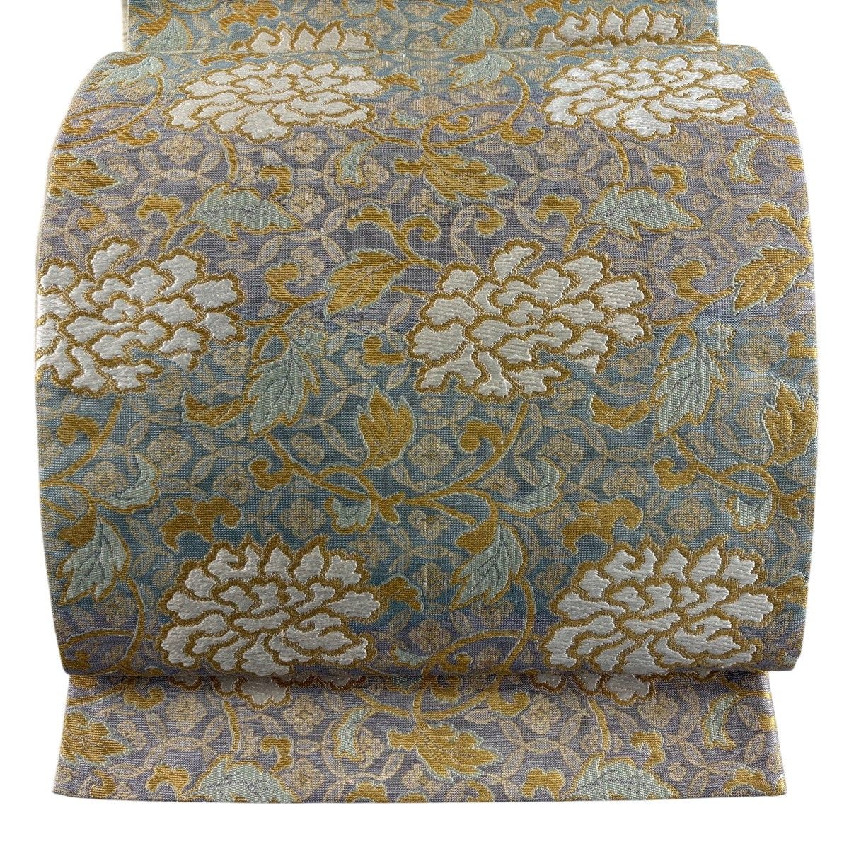【美品】 袋帯 秀品 花唐草 金銀糸 箔 薄紫 六通 正絹 【中古】