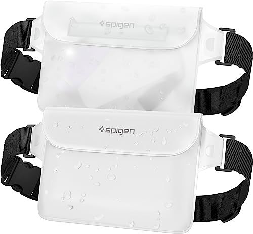 Spigen 完全防水 ウエストポーチ 2枚セット 小物 IPX8認証 海 プール 川 旅行 アウトドア スマホ収納可能 三重チャック ベルクロ PVC 大容量 防水バッグ A620 AMP06022 (スノー・ホワイト)★ 88a53e9a