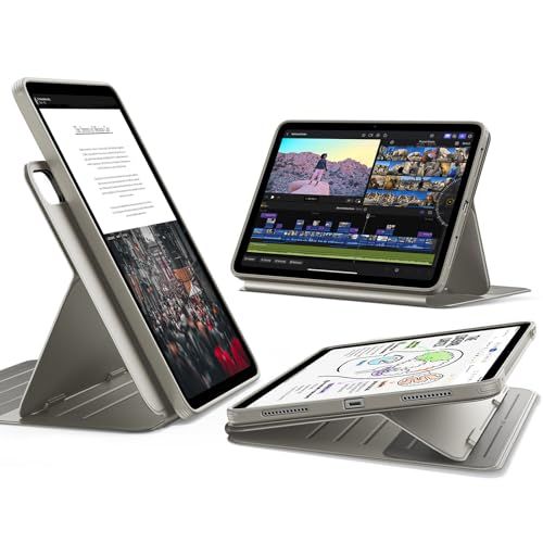 ESR iPad Air 11インチ ケース (M4/M3/M2、2026/2025/2024) iPad Air 第5/4世代 (2022/2020)専用カバー 取外し可能なマグネットカバー付き回転式ケース 縦/横向きスタンド 9段階の角度 be4b2aaa