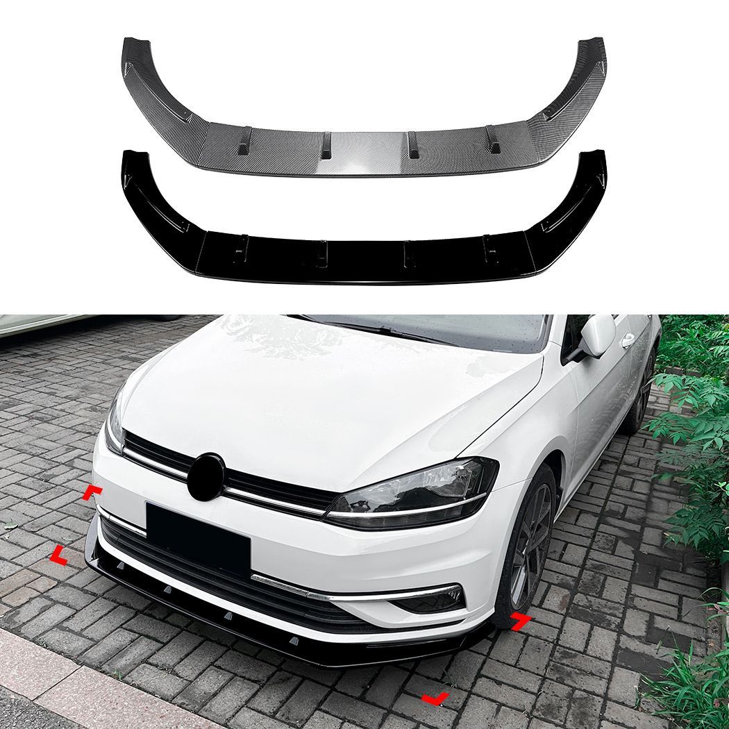 送料込み フォルクスワーゲン/Volkswagen ゴルフ7.5（Golf MK7.5）標準モデル専用フロントリップスポイラー（フロントバンパー下面）ABS製軽量ドレスアップ 前面の空気流れを整えローダウン効果 カーボン柄／ピアノブラック選べます