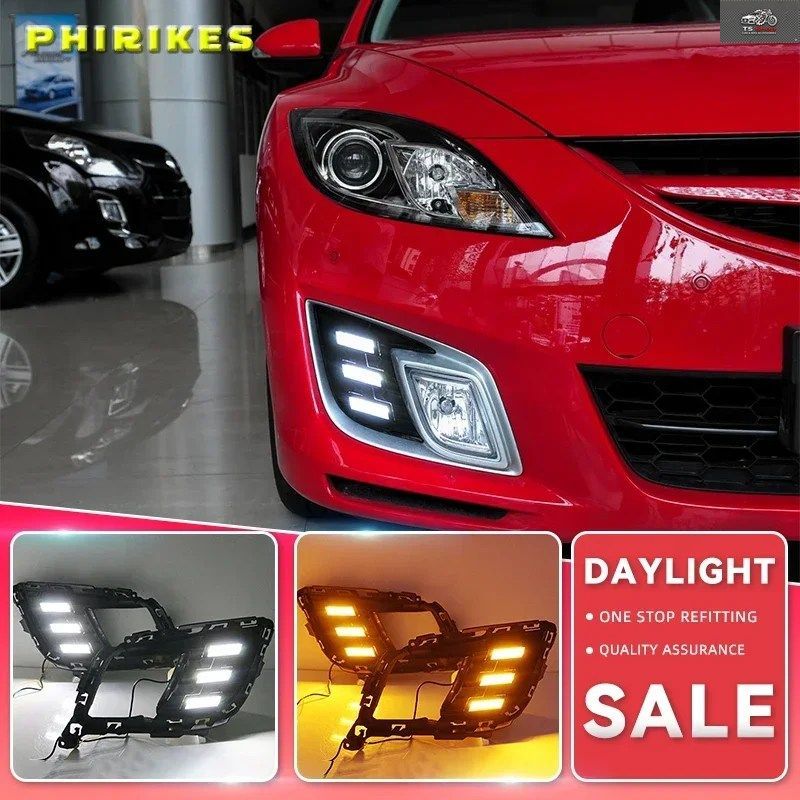 LEDデイタイムランニングライト（DRL）デイライトヘッドライトフォグランプカバー2個セット（カースタイリング）マツダ6（MAZDA6）2008 200