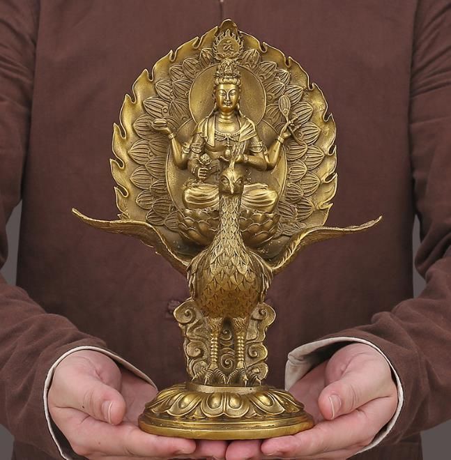 強くお勧め★純銅 手作り 工芸品 置物を置く収蔵品 仏像 仏教 孔雀明王 未使用 20,293円