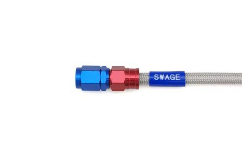 SWAGE LINE(スウェッジライン) イージーオーダーブレーキホース 汎用ホース ストレートフィッティング アルミ(レッド/ブルー) クリアホース 1025mm SAK-1010M-1025